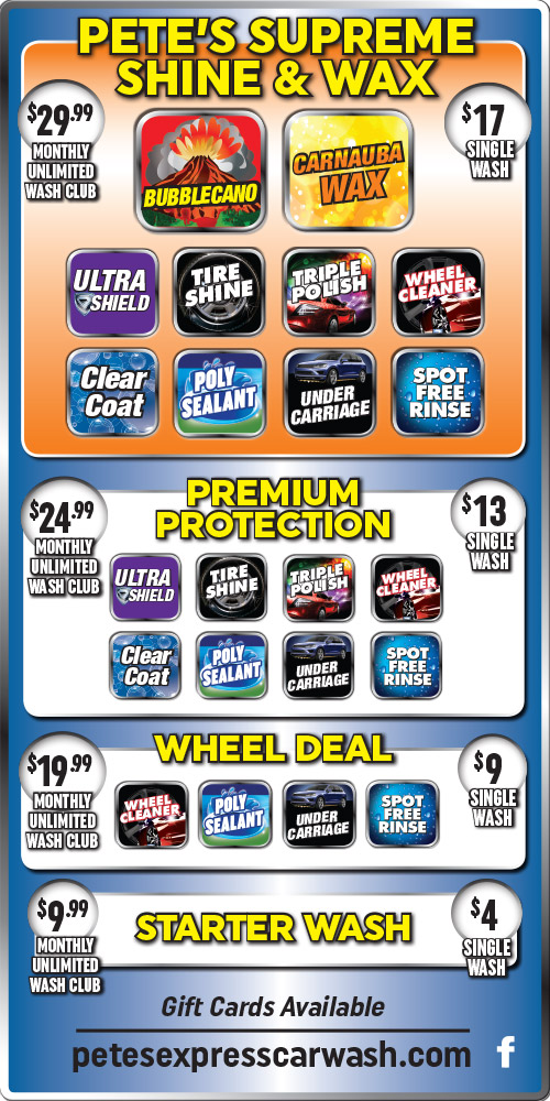 Pete's menu